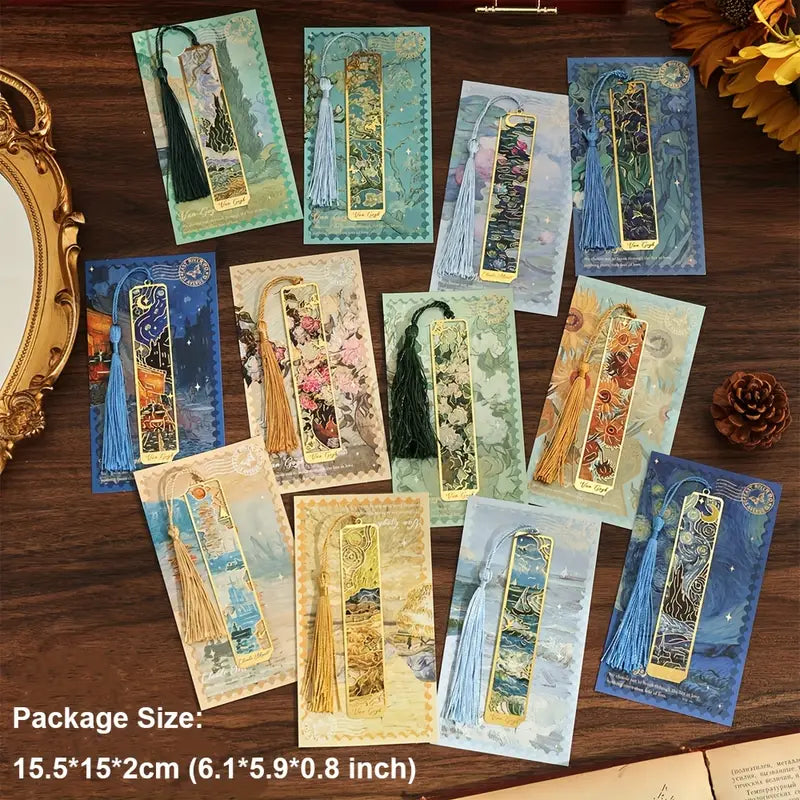 Two premium metal bookmarks from TheBookScription featuring intricate designs and a sleek finish.